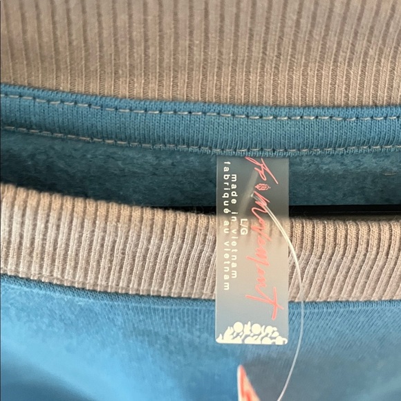 FP Movement All Star Fleece Blue Crewneck SweatShirt with Patches - Picture 4 of 13